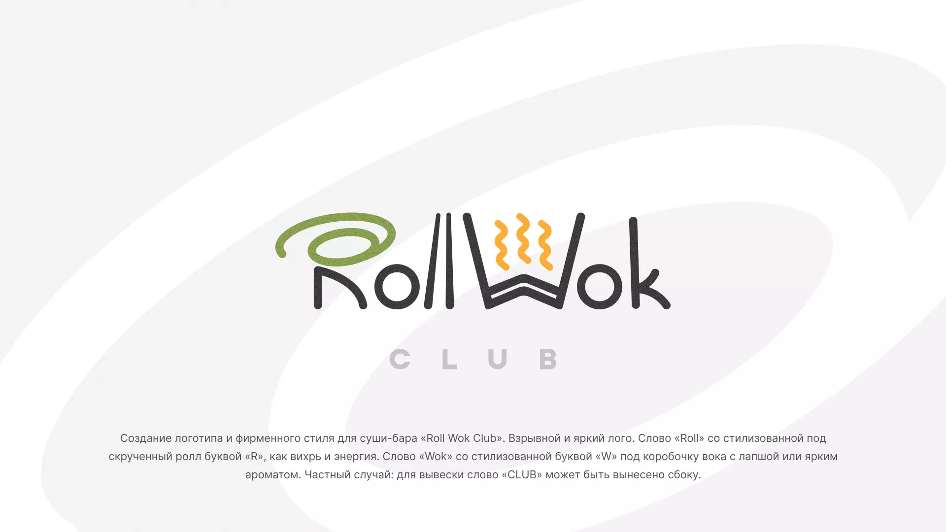 Разработка логотипа и фирменного стиля суши-бара «Roll Wok Club» в Чердыни
